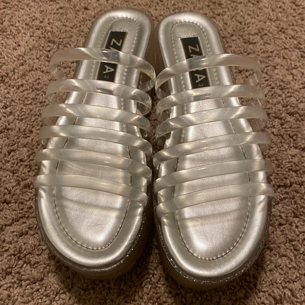 Zara Platform Clear Strap Sandals